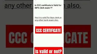 CCC Certificate is valid for IBPS Clerk ??#bankpreperation #ibpsclerk ##ibps #information #exam
