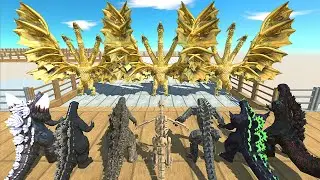 All Godzilla Death Run vs X3 Ghidorah - Animal Revolt Battle Simulator