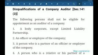 Disqualification of Company Auditor | B.com  classes in English  | 6th Semester | Unit 5 | Company A