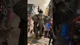 Riding a Giant Elephant Through Zombies #aiart #satisfying