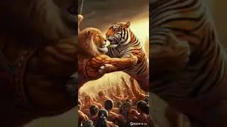 lion vs.tiger #worrier #battle #war #godofwar #beast #animals #fantasy #ancient #ai #comics #muscles