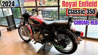 2024 New Royal Enfield Classic 350 Chrome Red Color Detailed Review  On road price and features