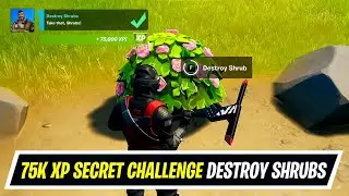 [Secret Challenge] 75,000 XP for Destroy Shrubs in Fortnite - Rare Quest - How to Level up Faster
