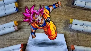 Как нарисовать Гоку Супер Сайян Бог 3D иллюзия Учебник по рисованию [Dragonball]