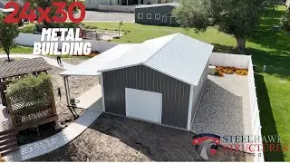 24x30 Metal Building w/ Lean-To Porch In Kansas | Full Tour | Steelhawk Structures