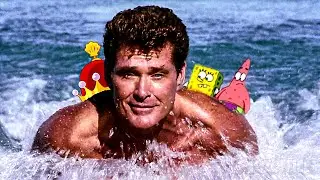 Bob Esponja navega en el barco Hasselhoff