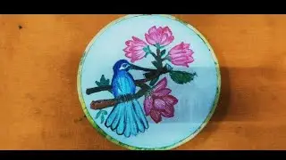 Blue Bird on a Branch 🐦✨ #artreveal #paintingflowers #shorts #shortvideo