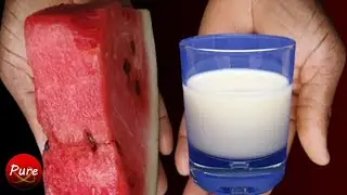 Watermelon Mix Milk, Honey and You Will Thank Me - Simple Recipe
