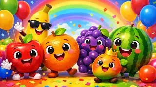 Fruit Party Song 🍎🍌 | Learn Fruits for Kids | Fun Cartoon Rhyme