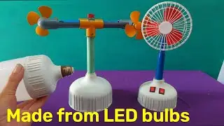 2 fans made from motors and LED bulbs || DIY mini toy fan