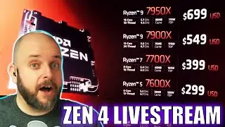 Reaction to the AMD Zen 4 Livestream! FINALLY, Pricing on CPUs and Details on B650 Chipset!