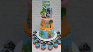bolo de dois andares Moana!!!! #disney #moana #cake