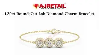 18K Yellow Gold 1.29ct Round-Cut Lab Diamond Charm Bracelet #ajretail  #diamondring