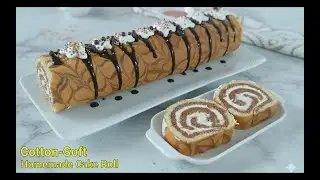 Homemade Marble Roll Cake | Soft & Delicious