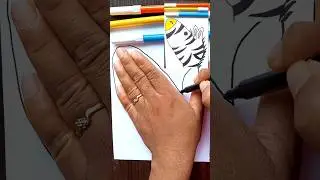 Zebra drawing 🦓 Handprint drawing tutorial 😍#shorts #drawing #painting