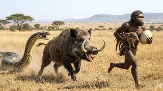 Life 4.3M Years Ago: Australopithecus vs Savage nature & Giant Tusked Boar – The Deadliest Encounter