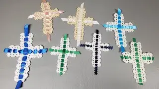 Ribbon Cross Bookmark/Easy Crochet Cross Bookmark/How To Crochet An Easy Ribbon Cross Bookmark