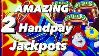 HIGH LIMIT EUREKA REEL BLAST! 2 HANDPAY JACKPOTS! BIG WIN! HUGE JACKPOT!