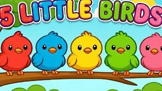 5 Little Birds Counting Song💚🦜| Learn Numbers & Colors for Kids 👧🤍| HappyTones🐥