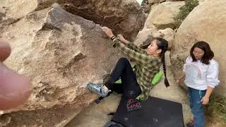 Wendy Honoka Shiga - Tilt O Meter Left V1 - Joshua Tree Bouldering (The Outback)