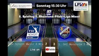 8. Spieltag 3. RLP Liga Mixed: TSV Schott Mainz 3 Mix - 1. SKC Monsheim 3 Mä