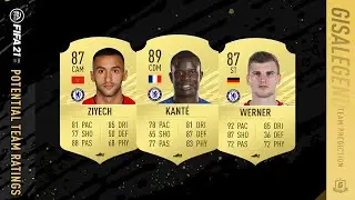 FIFA 21 Chelsea Rating Predictions FT 89 Kante, 87 Ziyech, 87 Werner, 84 Jorginho, 84 Kovacic