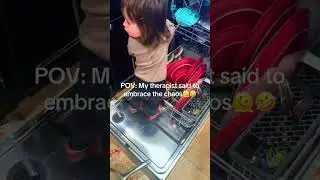 She will probably break my dishwasher 🫠 #momof3 #chaos #momlife #sahm #sahmlife #funny #motherhood