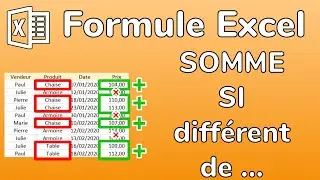 Excel - Calculer la Somme des valeurs différentes d'une valeur ciblée - SOMME.SI.ENS différent de ..