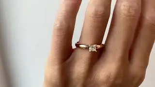 0.3 ct Princess Cut Diamond on wide and abdominous Ring, rose gold - PIERRE - style #3565