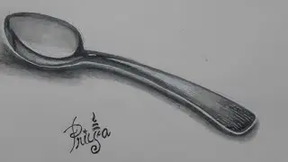 Draw realistic spoon with pencil | still life sketching | 3D sketch
