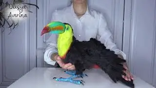 Rainbow Toucan   realistic, handmade faux fur toy OOAK Averina Olesya