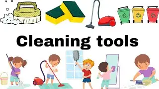 Cleaning tools and their use || kids vocabulary || english learning video || @TrainyourBrain