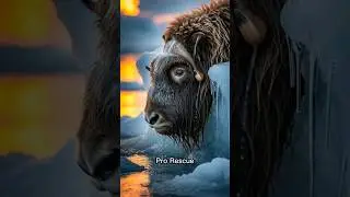 Musk OX Trapped in Ice! Can the Fire Dinosaur Save Him? 🧊🔥#animals #shorts