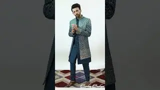 Blue Blend Indo Western Sherwani