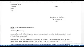 Comment Ecrire une Demande de Bourse Etude Etudiant