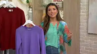 LOGO Life by Lori Goldstein French Terry Mixed Knit Top on QVC