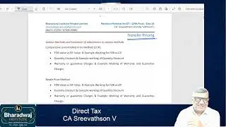CMA Final December 24 Exams - DT Revision Day 1  - Transfer Pricing