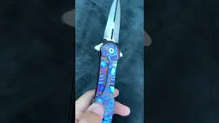 MokuTi metal Scales SanMai Damascus Blade folding boot knife. A beautiful knife to be used.