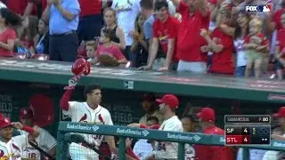 SF@STL: Diaz hits a three-run homer off the foul pole
