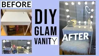 DIY VANITY | TURNING MY OLD COLLEGE DESK INTO A MAKEUP VANITY | #QUARANTINE ORGANIZE WITH ME