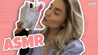 ASMR: ARTIGOS DE PAPELARIA * Vídeo para dar soninho* - tapping, sons de folhas - Maafeebarbosa