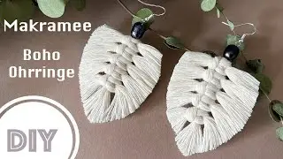 DIY Anleitung Makramee Feder Ohrringe im Boho Style selber machen Macrame earrings Tutorial BinnBonn