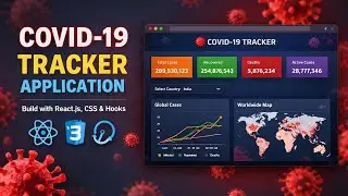 Covid 19 tracker Application Using React Js , CSS , React hooks