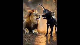 Unlikely Friends: Lion, Cat & Dog Playing Together!