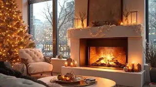 Cozy NYC Loft Ambiance 🎄✨ Festive Glow, Fireplace, & Relaxing Jazz for Ultimate Relaxation