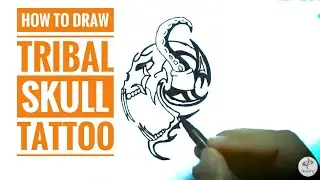 how to draw tribal skull tattoo