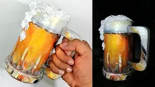 DIY Cardboard Mug in Cold Beer Fill Effect with Wax and Soap Application #art #craft #recycle