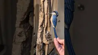 Part 3 of the whimsical cottage scene...The Bird! #woodcarving #carvingart #njart