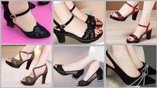 Black Fashionable collar Plan Ankle strap Embellished women and ladies sandal shoes #2023