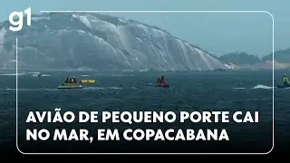 Avião de pequeno porte cai no mar, em Copacabana; aeronave levava faixa de publicidade